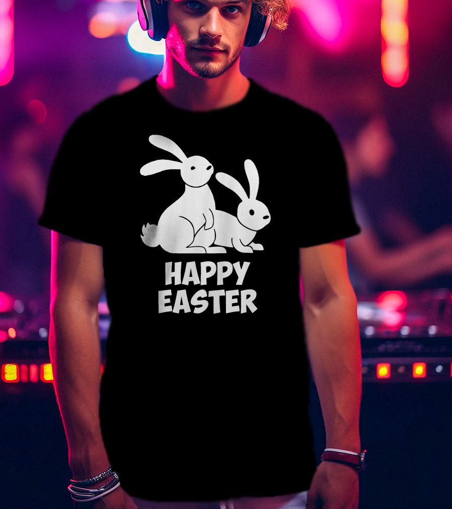 Happy Easter Bunnies Rabbit Pair T-Shirt