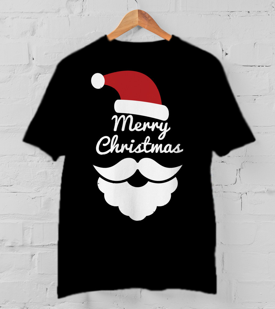 Merry Christmas Santa Hat And Beard T-Shirt