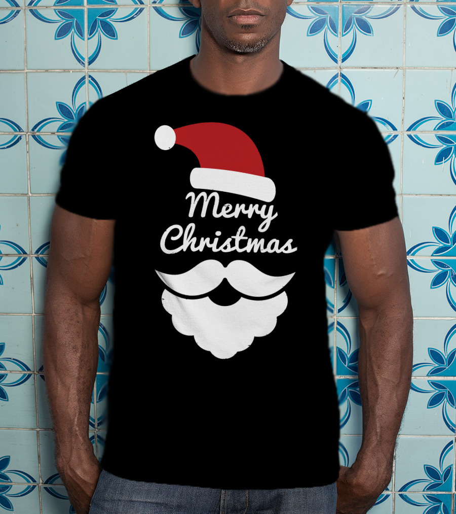 Merry Christmas Santa Hat And Beard T-Shirt