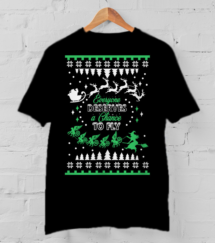 Everyone Deserves A Chance To Fly Wicked Christmas Wizard Santa Sleigh T-Shirt