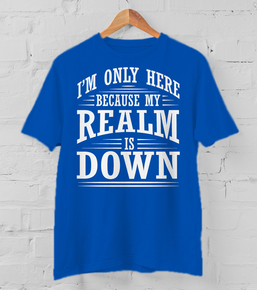 I'm Only Here Because My Realm Is Down Gaming Humor T-Shirt