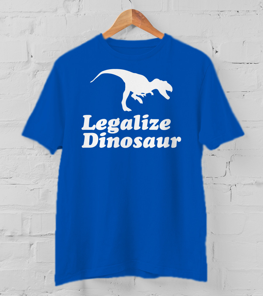 Legalize Dinosaur T-Rex Silhouette On Blue T-Shirt