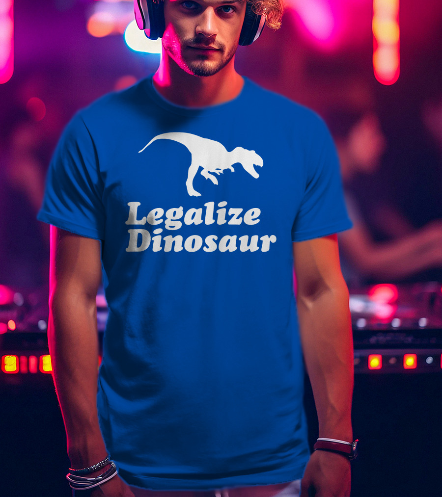 Legalize Dinosaur T-Rex Silhouette On Blue T-Shirt