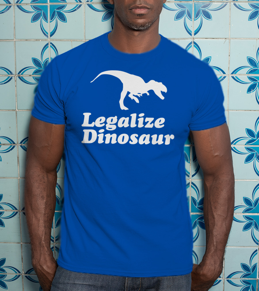 Legalize Dinosaur T-Rex Silhouette On Blue T-Shirt