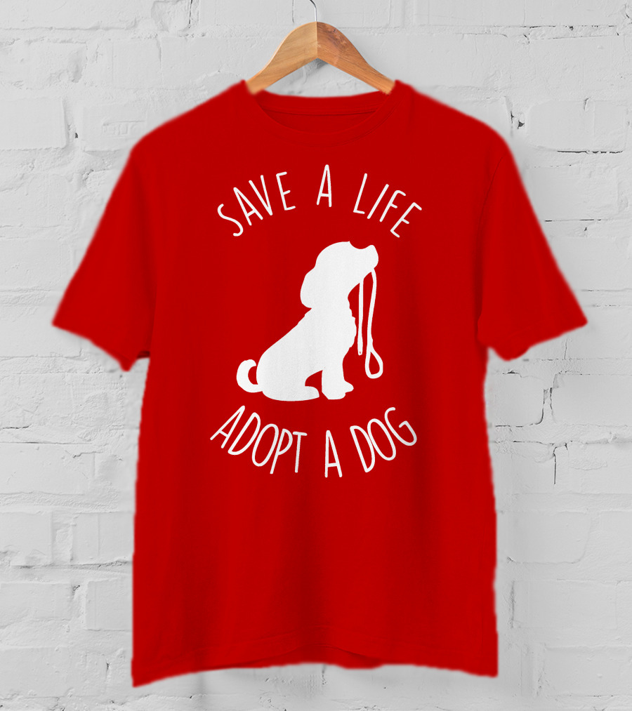 Save A Life Adopt A Dog Silhouette With Leash T-Shirt