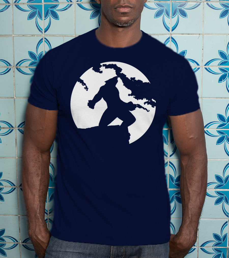 Wolf Standing Boldly Against The Moon Edge T-Shirt
