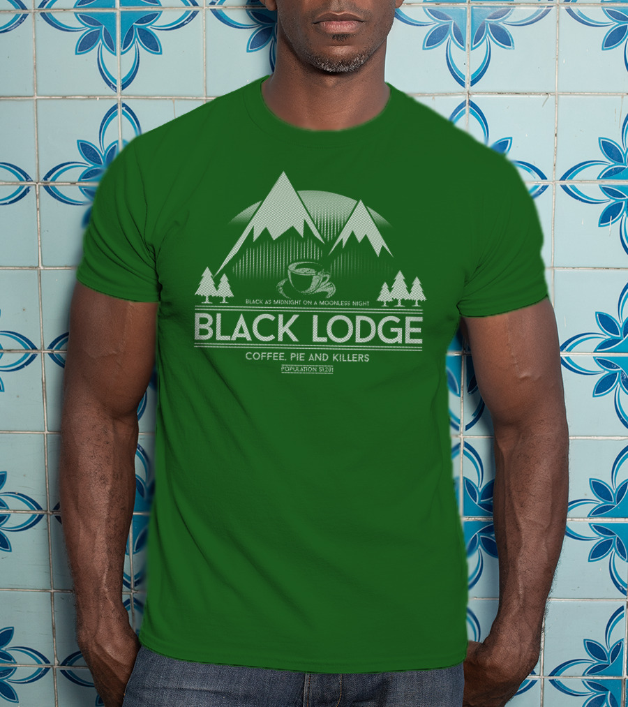 Black Lodge Coffee Pie Killers Black As Midnight On A Moonless Night Population 51201 T-Shirt