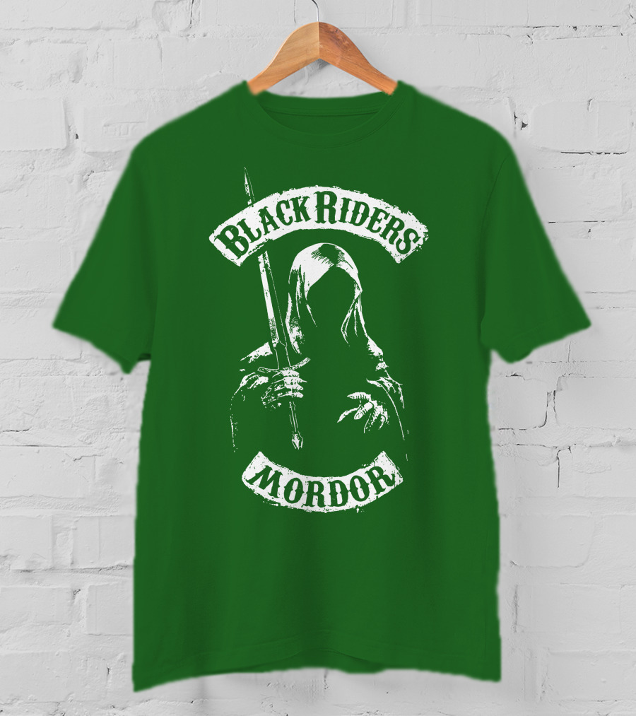 Black Riders Mordor Nazgûl Wraiths Sword Green Background T-Shirt