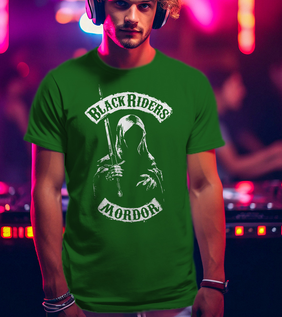 Black Riders Mordor Nazgûl Wraiths Sword Green Background T-Shirt