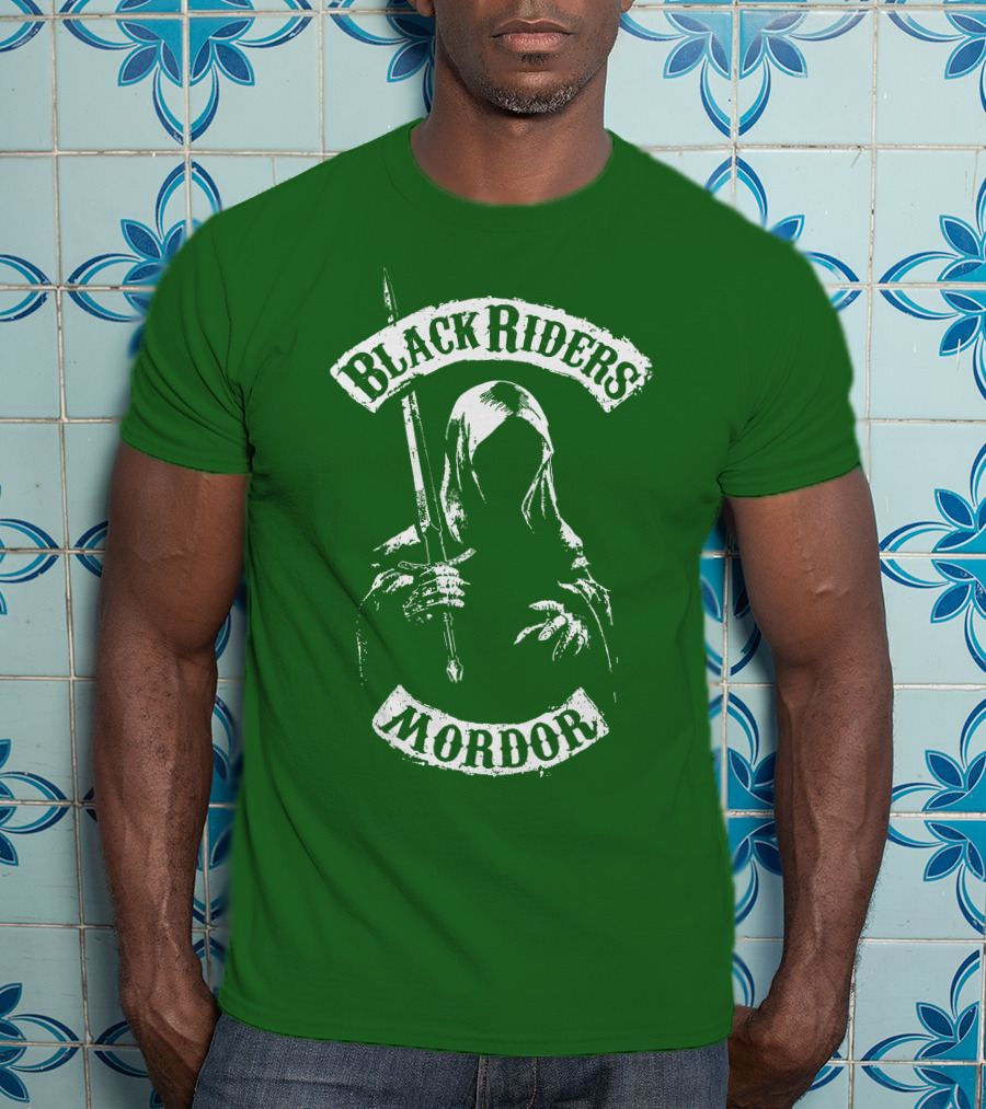 Black Riders Mordor Nazgûl Wraiths Sword Green Background T-Shirt