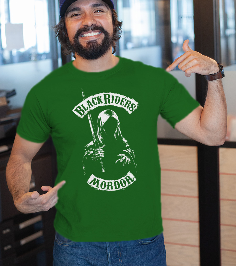 Black Riders Mordor Nazgûl Wraiths Sword Green Background T-Shirt