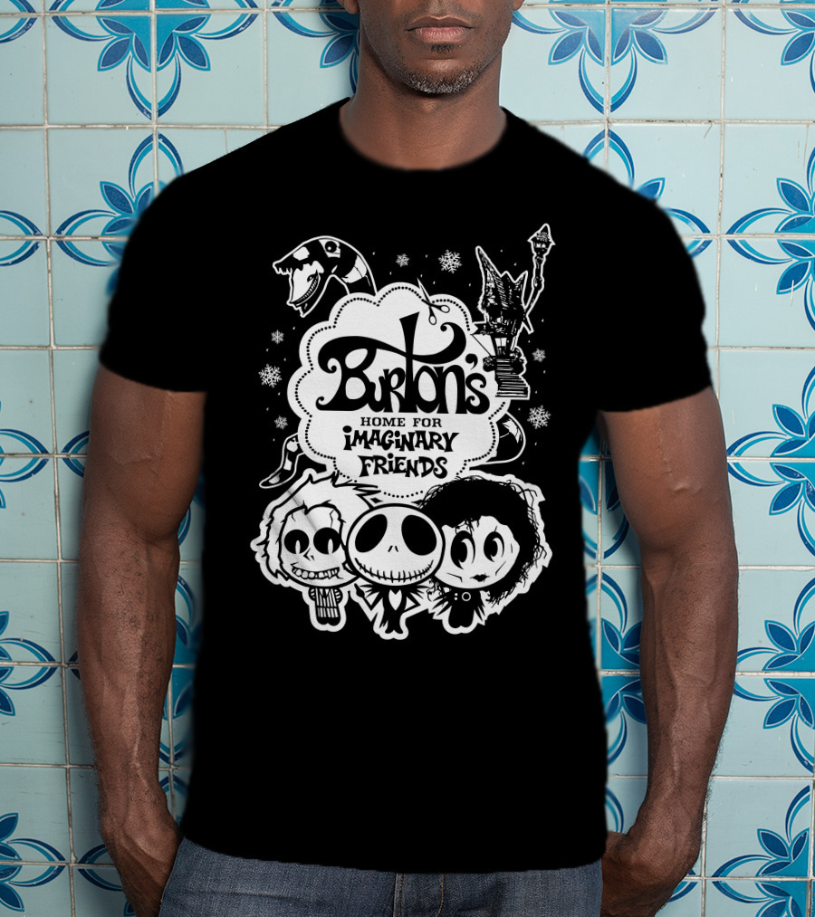 Burton's Home For Imaginary Friends Halloween Characters Art Black T-Shirt