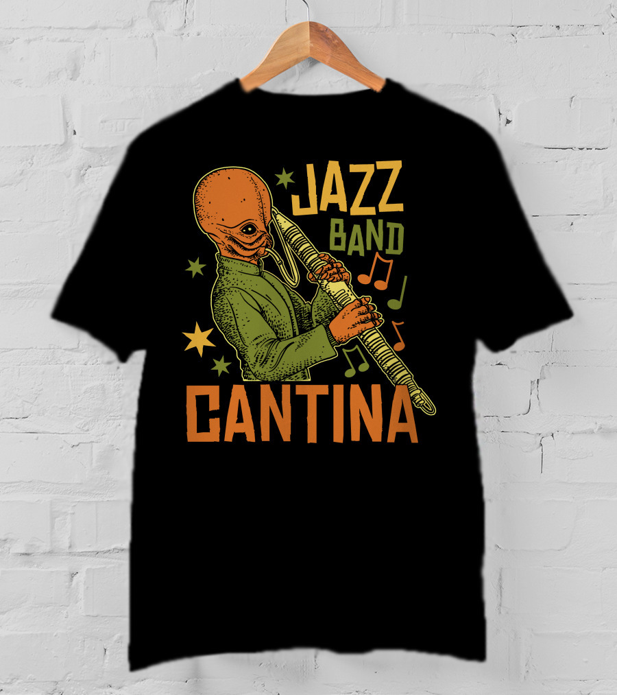 Cantina Jazz Band Musician With Instrument And Musical Notes T-Shirt