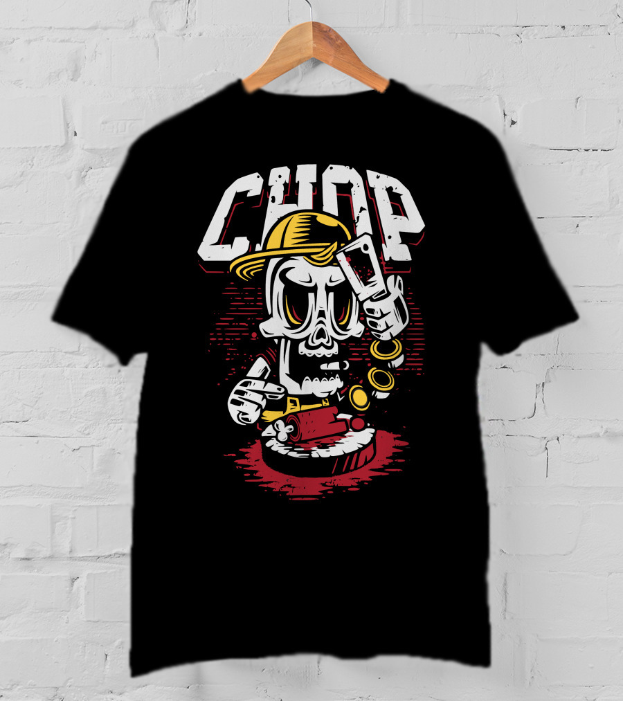 CHOP CHOP Skeleton Barber With Razor T-Shirt