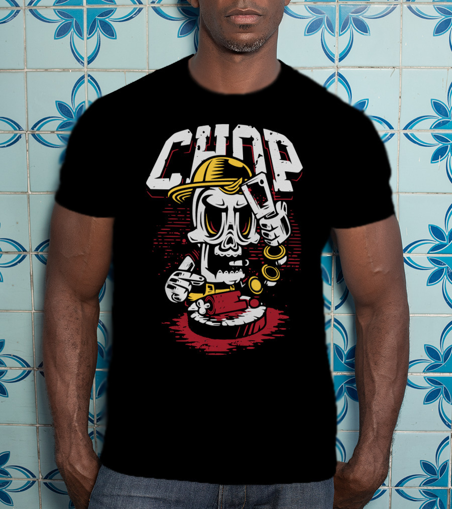 CHOP CHOP Skeleton Barber With Razor T-Shirt