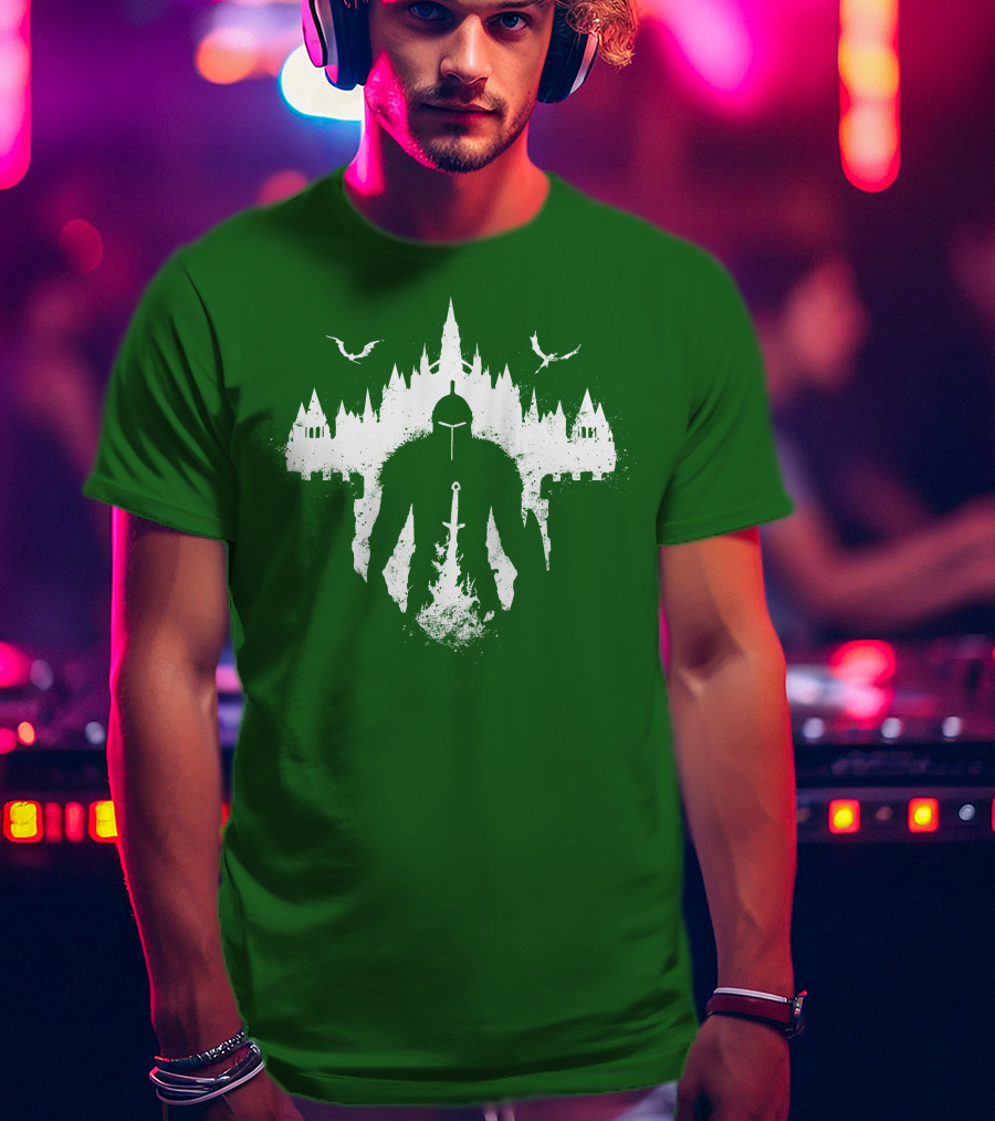Warrior Soul Medieval Knight Silhouette With Sword And Castle In Background T-Shirt