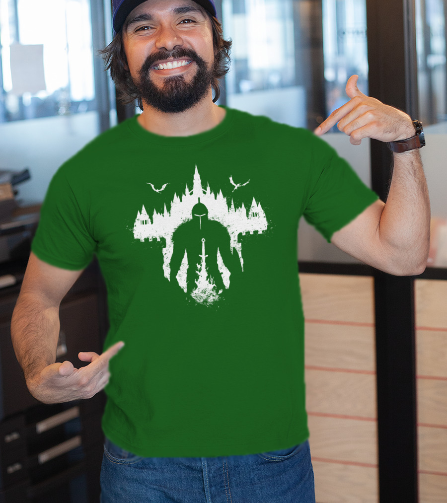 Warrior Soul Medieval Knight Silhouette With Sword And Castle In Background T-Shirt