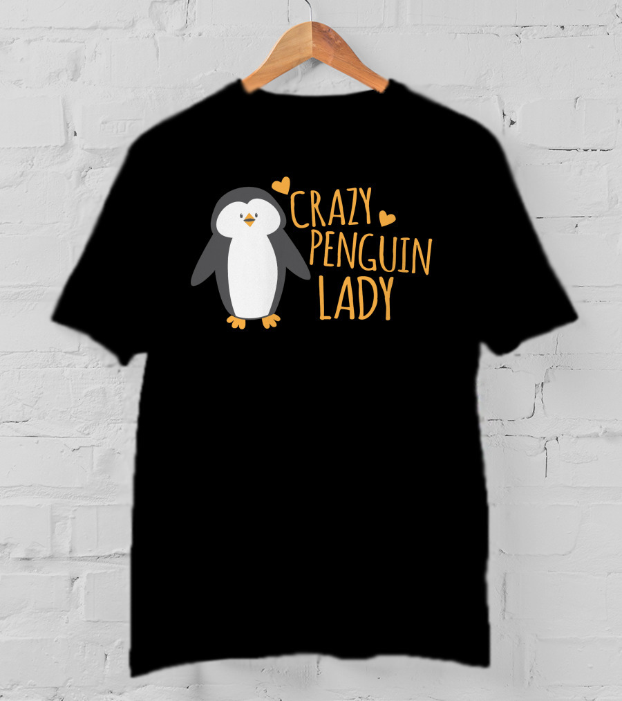 CRAZY PENGUIN LADY Cute Heart Penguin T-Shirt