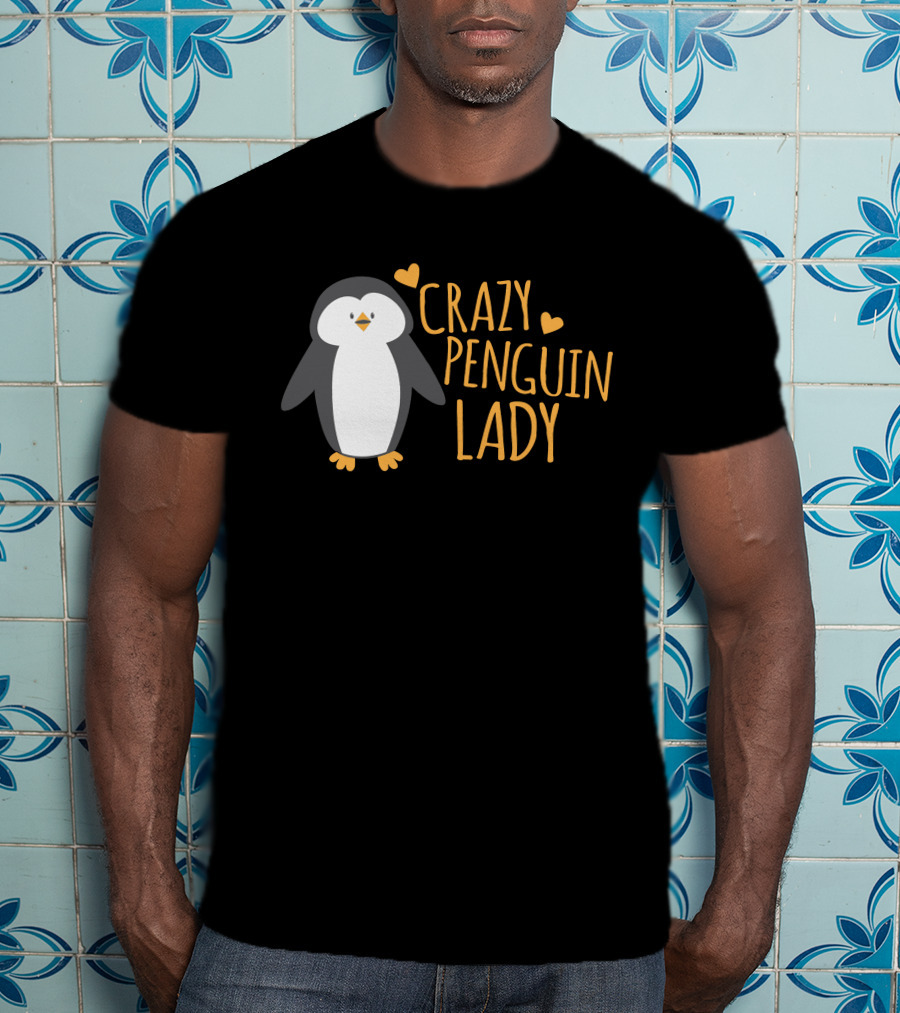 CRAZY PENGUIN LADY Cute Heart Penguin T-Shirt