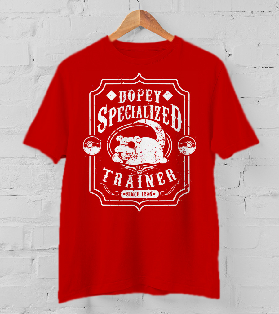Dopey Specialized Trainer Slowpoke Since 1996 Pokéball Red Badge T-Shirt