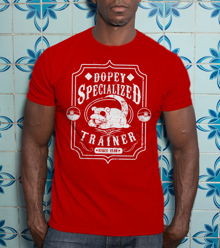 Dopey Specialized Trainer Slowpoke Since 1996 Pokéball Red Badge T-Shirt