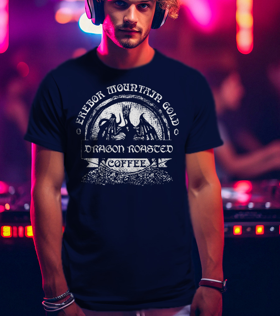 Erebor Mountain Gold Dragon Roasted Coffee T-Shirt