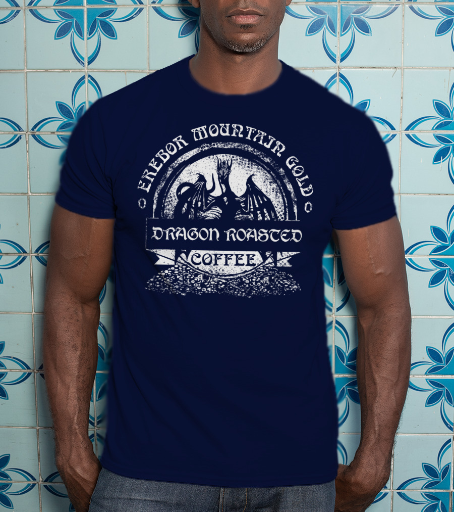 Erebor Mountain Gold Dragon Roasted Coffee T-Shirt