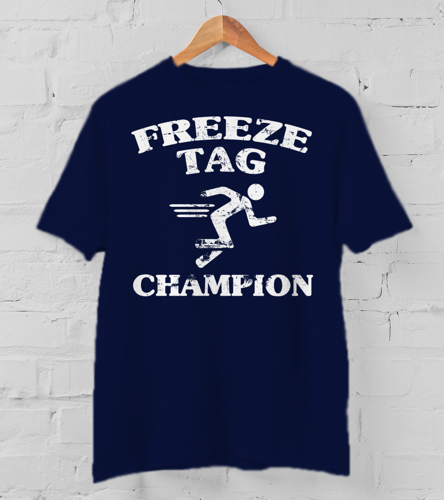 Freeze Tag Champion Retro Style Runner Vintage Text T-Shirt
