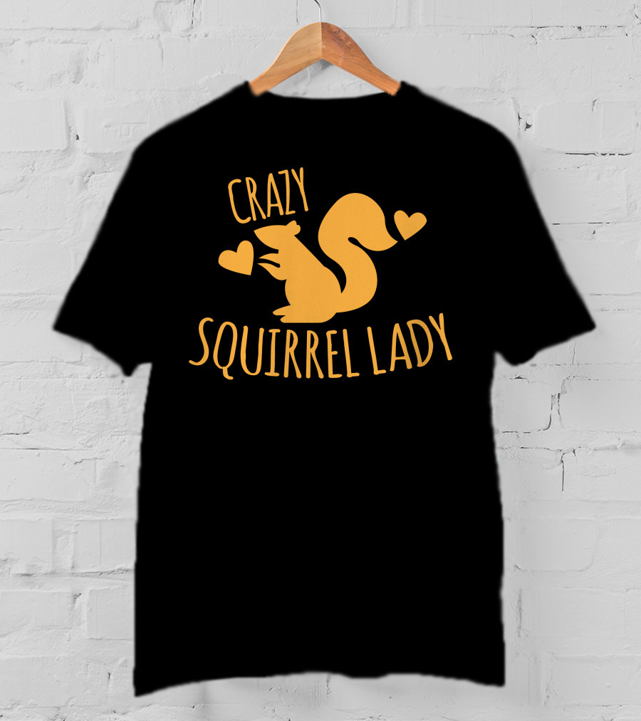 CRAZY SQUIRREL LADY Heart Symbol Yellow Squirrel T-Shirt