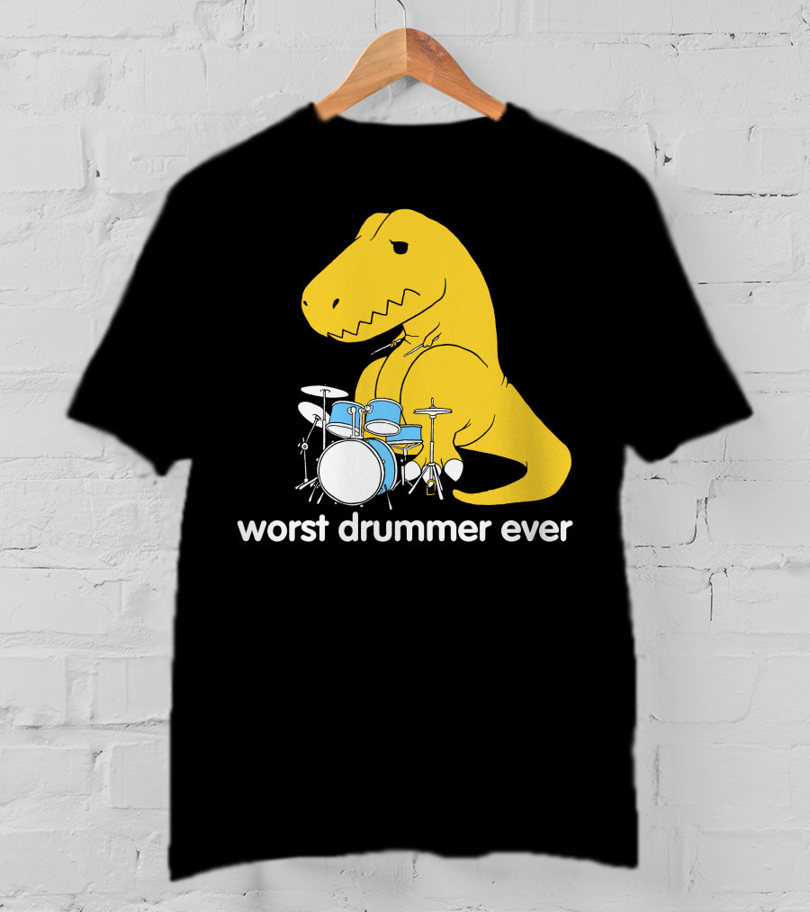 Worst Drummer Ever T-Rex With Drum Set T-Shirt