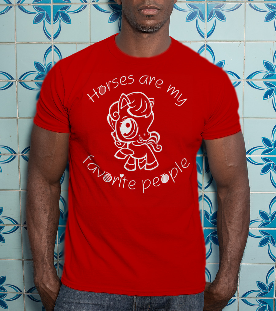 Horses Are My Favorite People Cute Cartoon T-Shirt