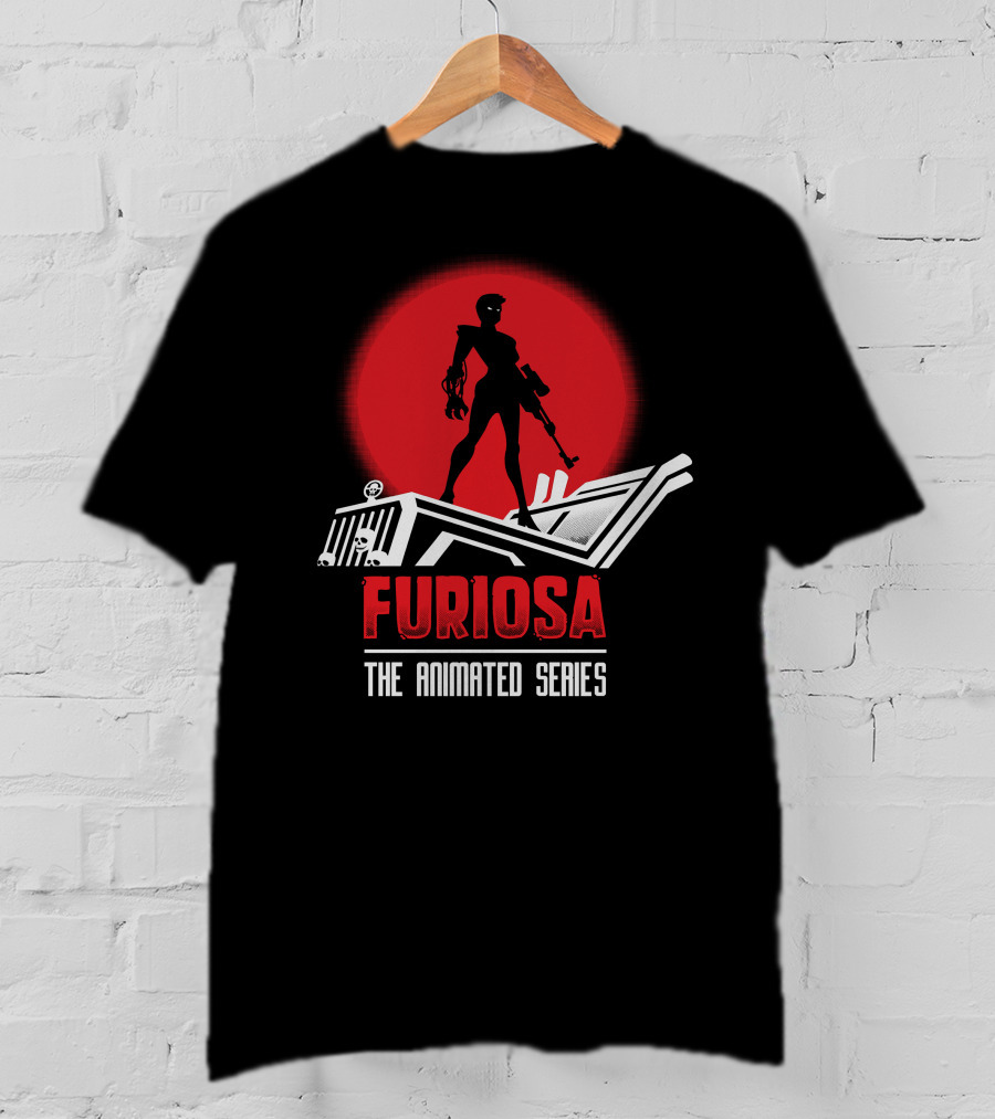 Furiosa The Animated Series Red Sun Silhouette Jeep T-Shirt