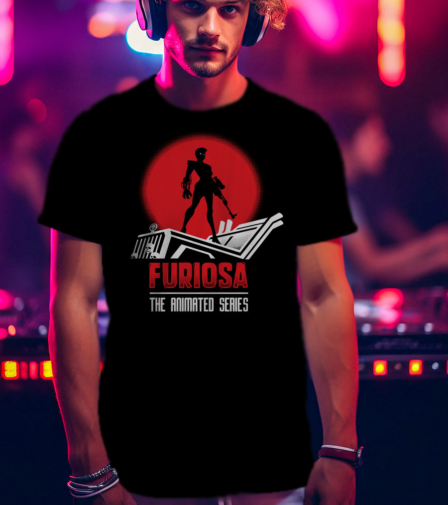 Furiosa The Animated Series Red Sun Silhouette Jeep T-Shirt
