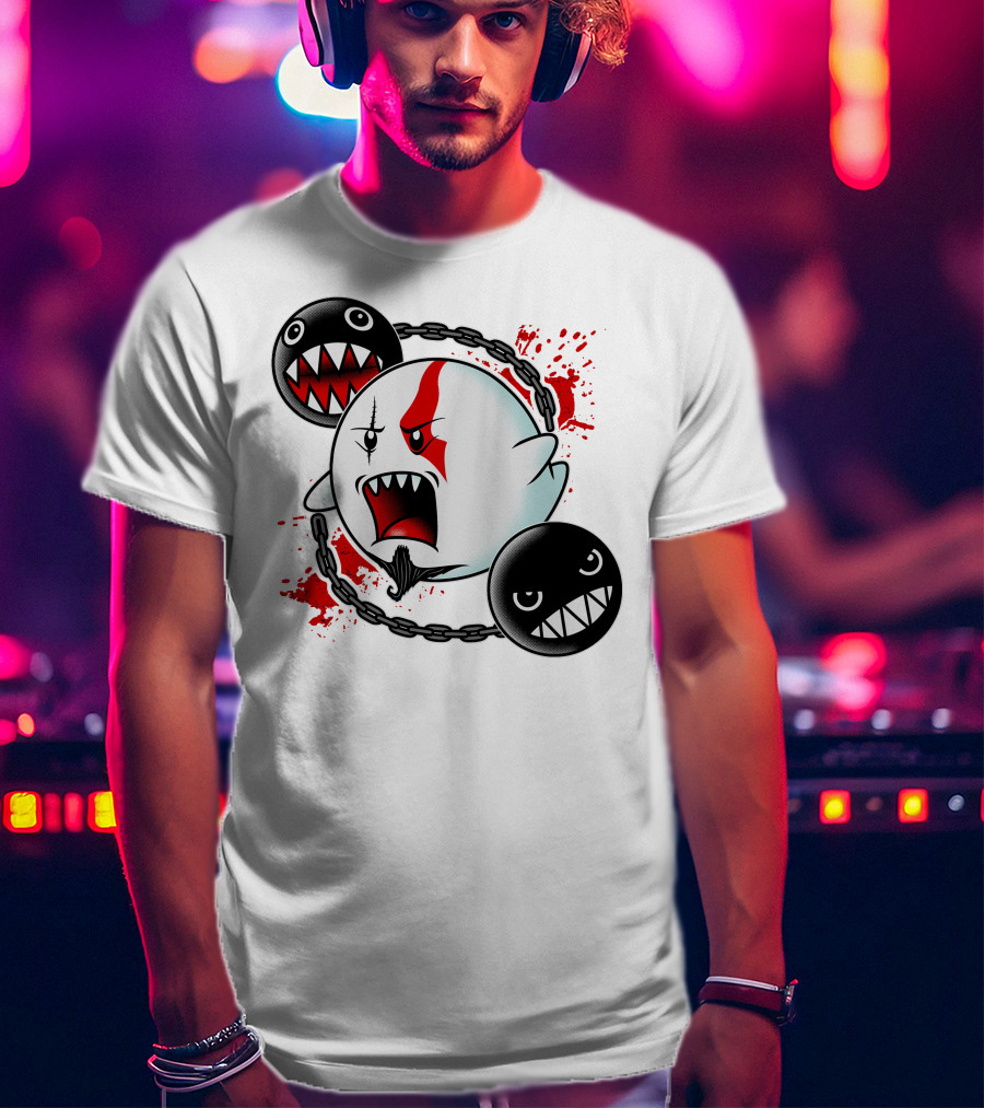 Ghost Of Sparta Boo Meets Chain Chomp Splatter T-Shirt