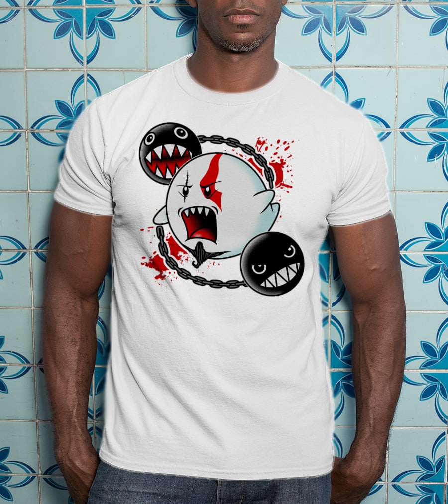 Ghost Of Sparta Boo Meets Chain Chomp Splatter T-Shirt