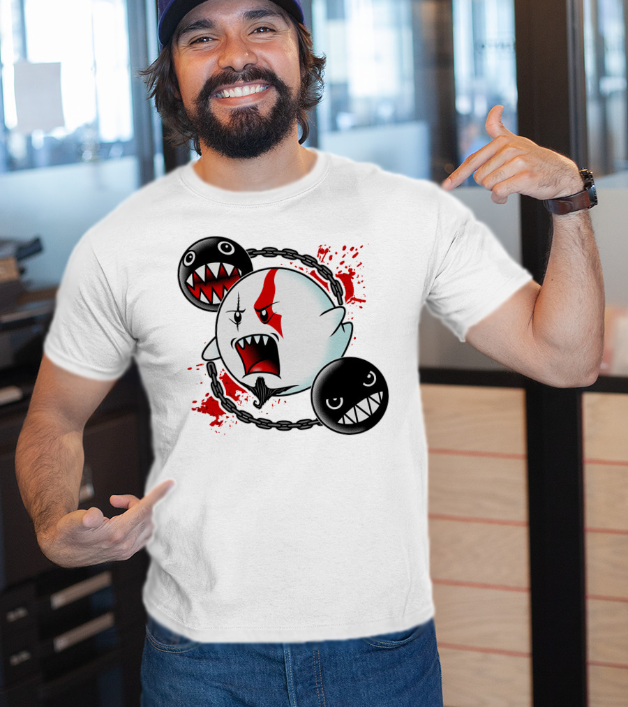 Ghost Of Sparta Boo Meets Chain Chomp Splatter T-Shirt