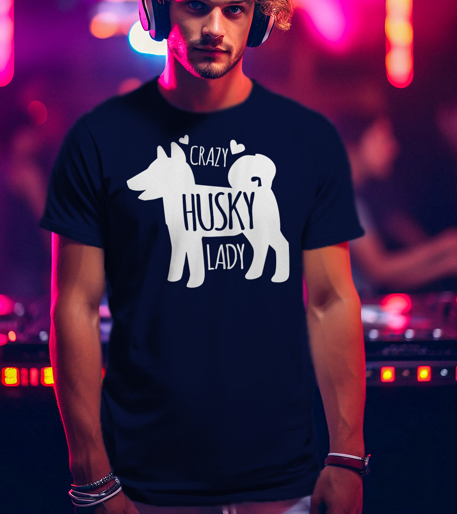 Crazy Husky Lady With Hearts Dog T-Shirt