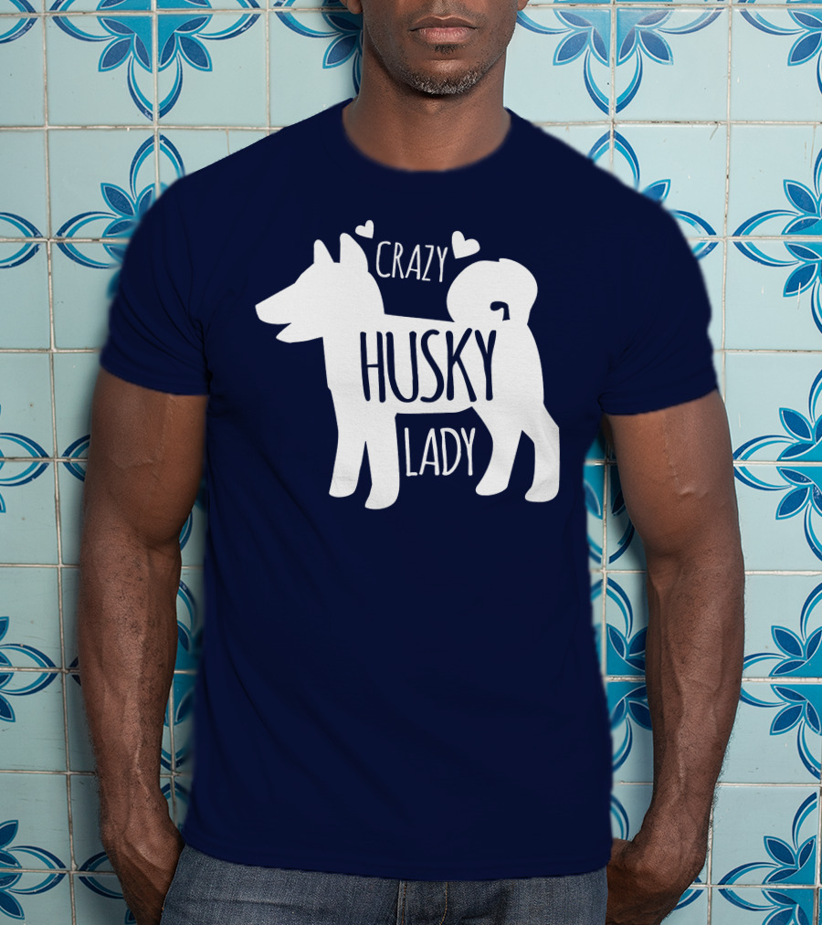 Crazy Husky Lady With Hearts Dog T-Shirt
