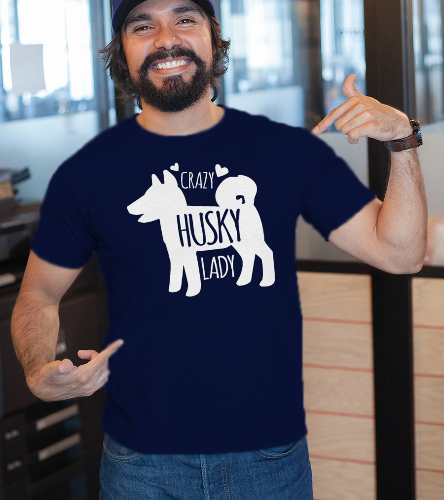 Crazy Husky Lady With Hearts Dog T-Shirt