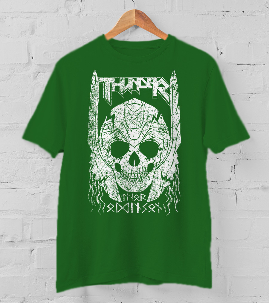 THUNDER Thor Odin Son Skull T-Shirt