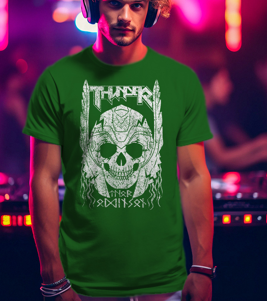 THUNDER Thor Odin Son Skull T-Shirt