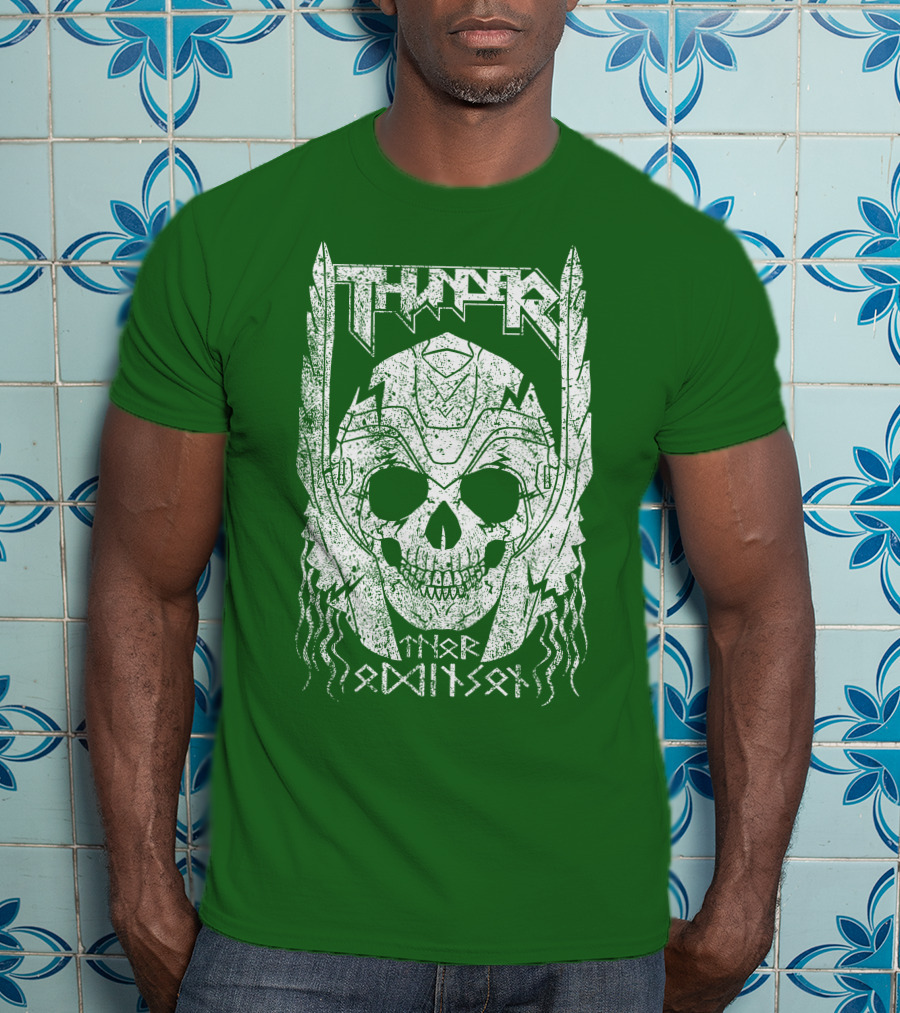 THUNDER Thor Odin Son Skull T-Shirt