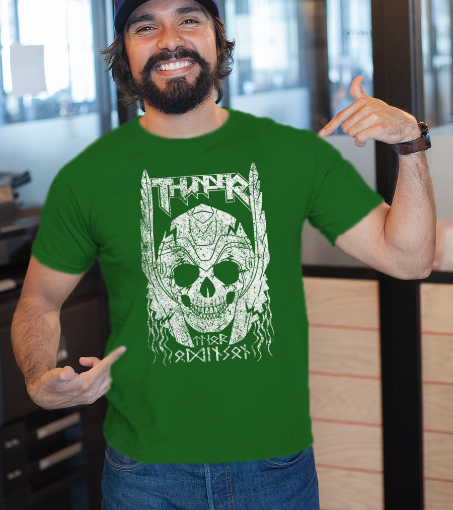 THUNDER Thor Odin Son Skull T-Shirt