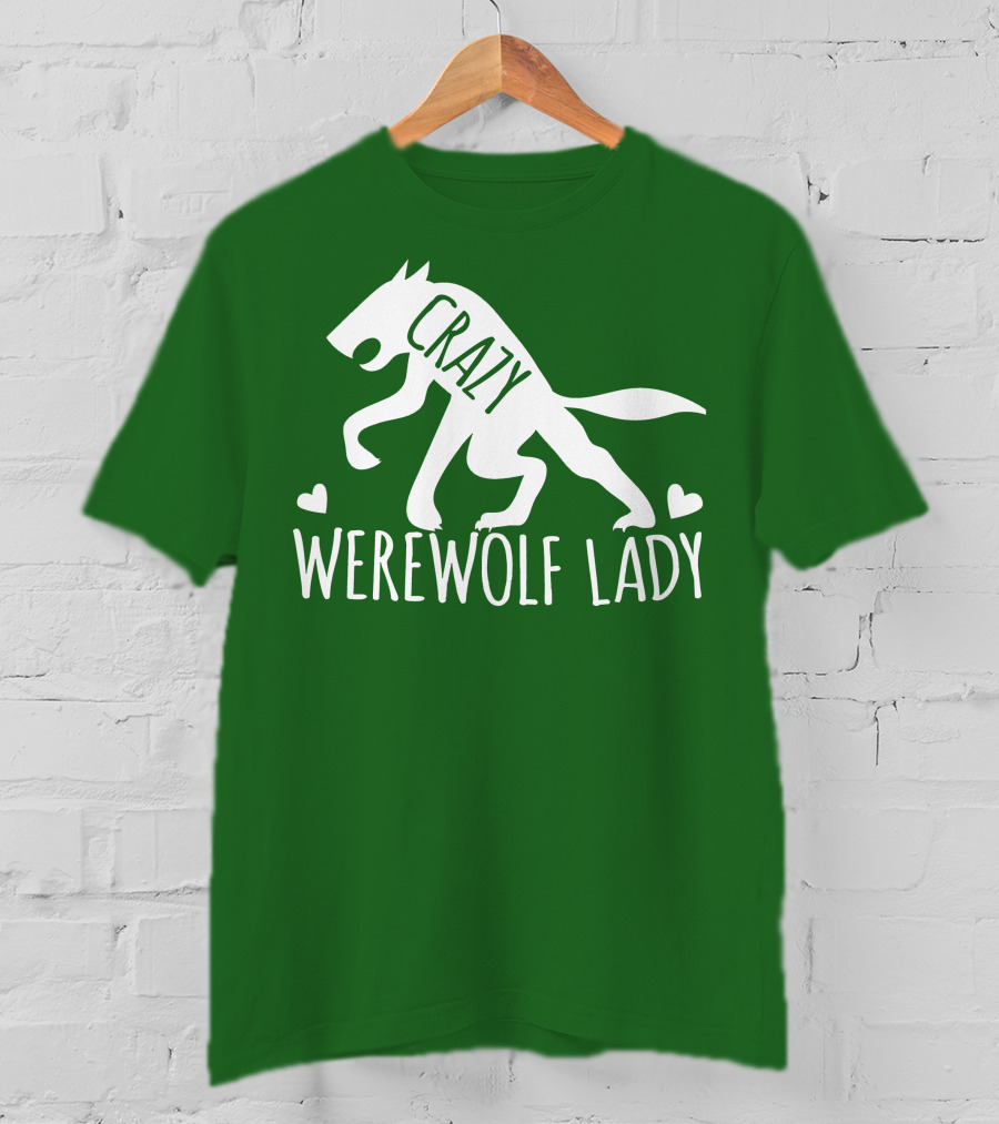 Crazy Werewolf Lady Hearts T-Shirt