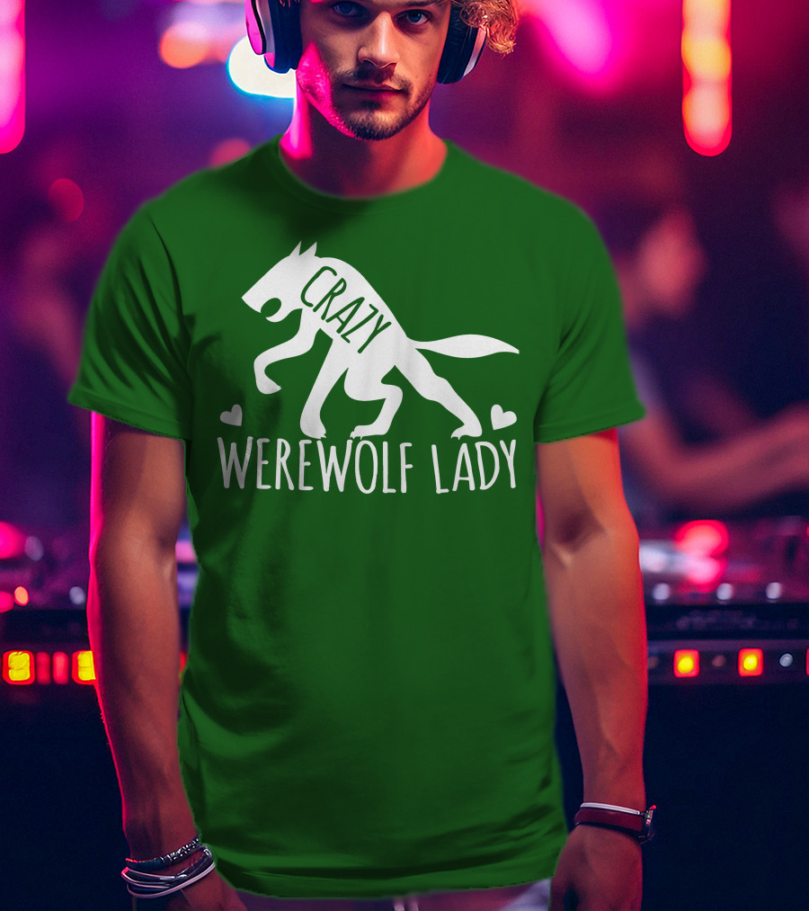 Crazy Werewolf Lady Hearts T-Shirt