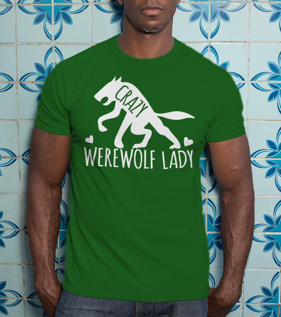 Crazy Werewolf Lady Hearts T-Shirt