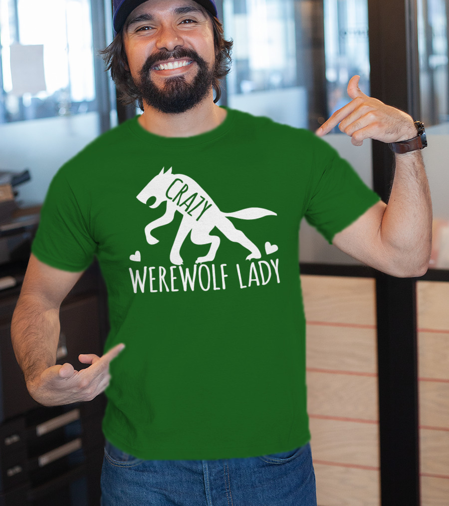 Crazy Werewolf Lady Hearts T-Shirt