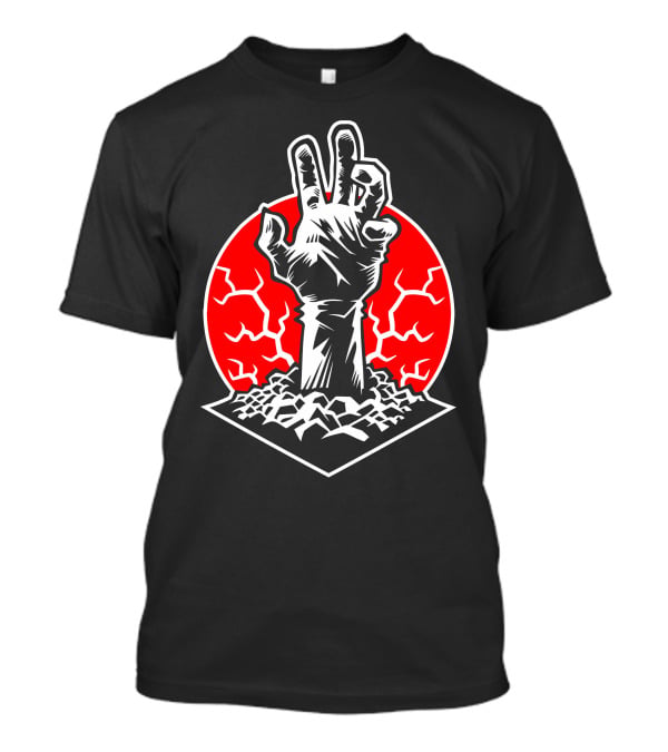Rising Hand Of Doom Cracking Ground In Red Circle T-Shirt