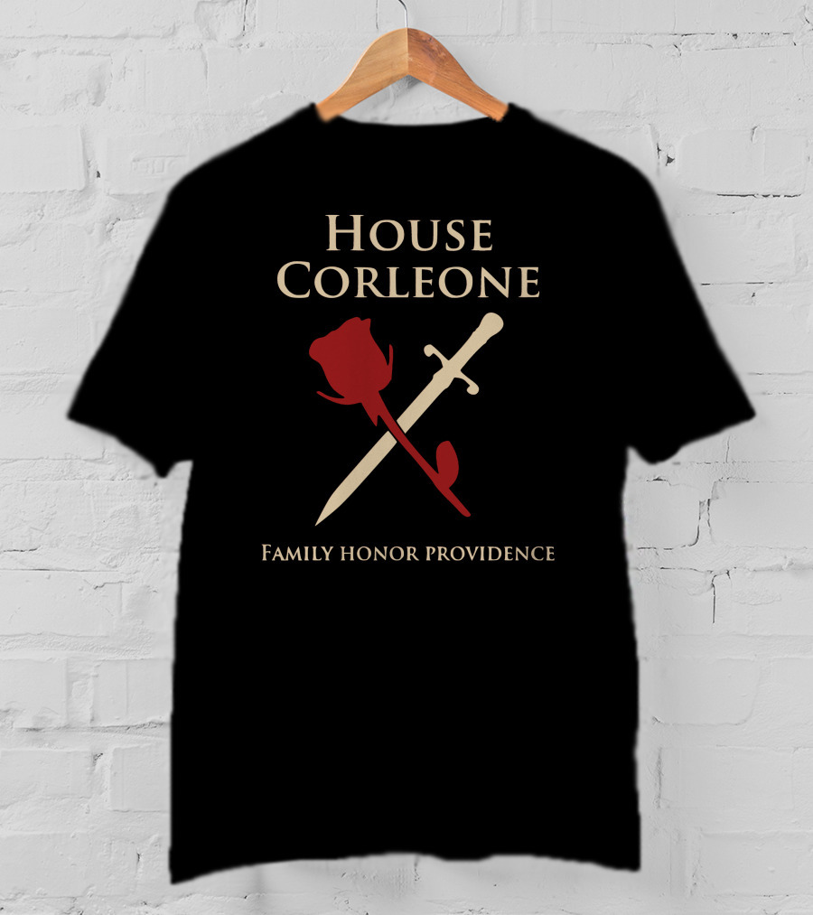 House Corleone Family Honor Providence Rose And Sword T-Shirt