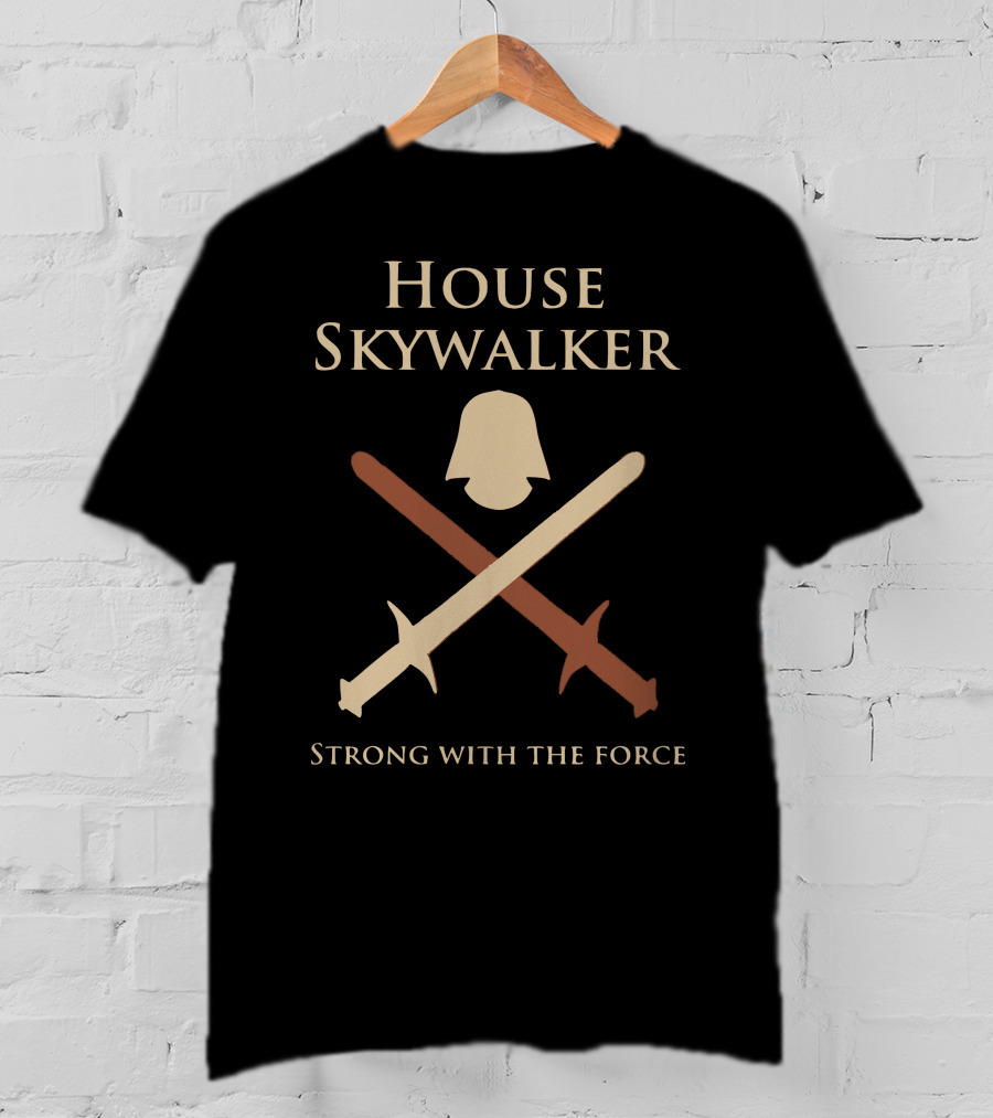 House Skywalker Strong With The Force Lightsaber Helmet Emblem T-Shirt